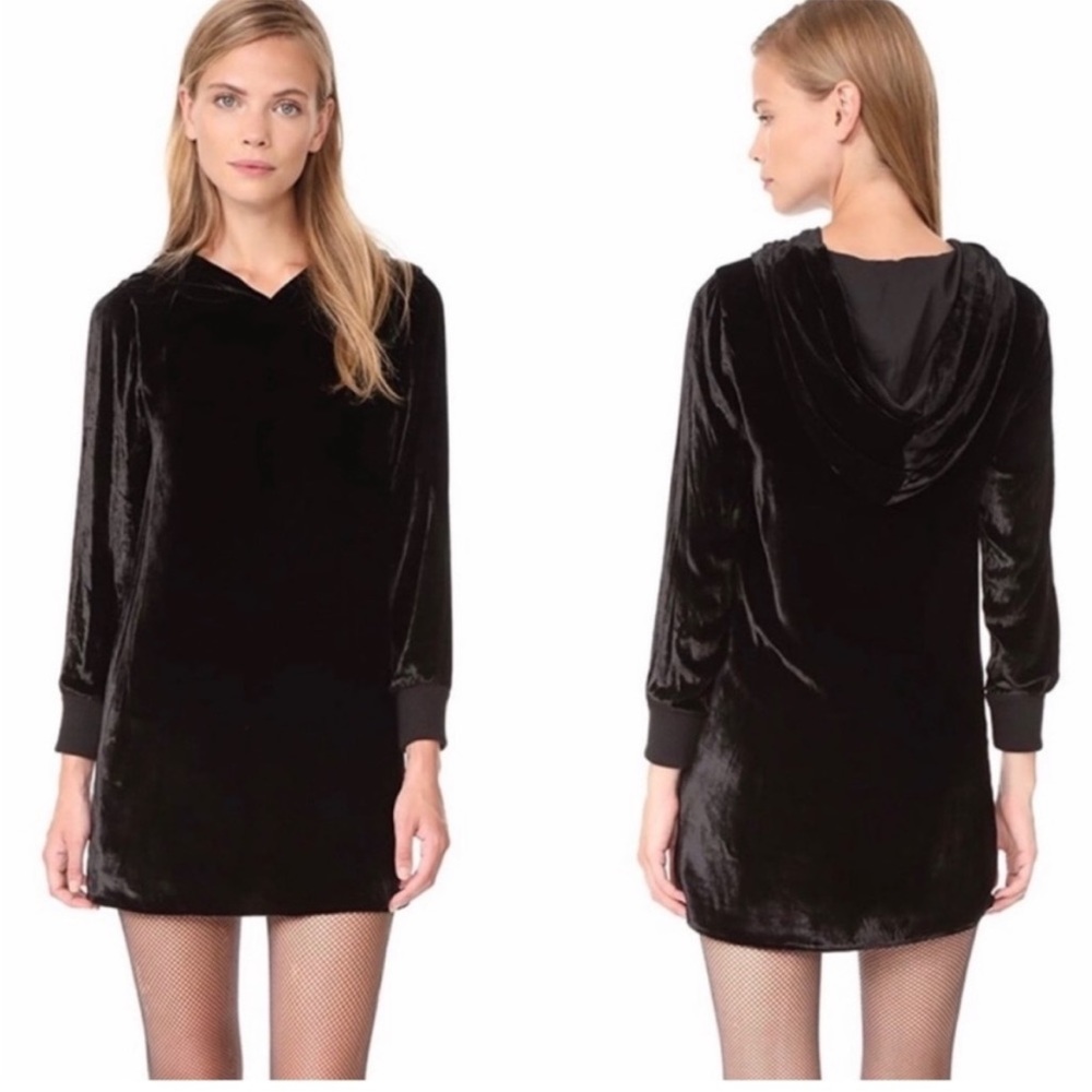 ALICE + OLIVIA Baron A-Line Hooded Velvet Dress